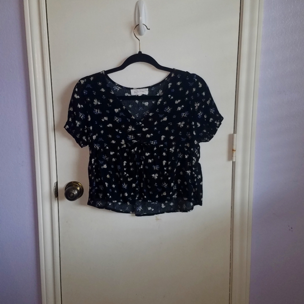 Womens Pink Rose Cropped Blouse